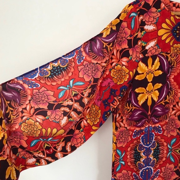 LOFT Floral Fantasy Open Sleeve Tunic Boho Top - Picture 6 of 6